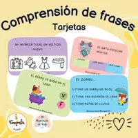 Vista previa - Tarjetas / Manipulativos - Tarjetas de comprensión de frases (Junto a @elrinconcitoderaki) - Portada