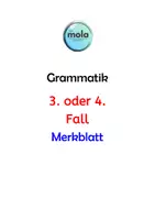 Vorschau - Merkblätter - Grammatik: 3. oder 4. Fall (Merkblatt) - Deckblatt