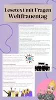 Vorschau - Arbeitsblätter - Lesetext mit Verständnisfragen - Weltfrauentag - Deckblatt