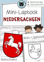 Vorschau - Mal- und Bastelvorlagen - Mini-Lapbook Niedersachsen | Bundesländer Deutschland | Bastelvorlage - Deckblatt