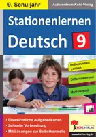 Vorschau - Arbeitsblätter - Stationenlernen Deutsch Klasse 9 | Grammatik, Rechtschreibung, Erörterung, Bewerbung, Konjunktiv, Kommasetzung | Deutsch Sekundarstufe mit Lösungen - Deckblatt