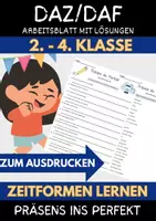 Vorschau - Arbeitsblätter - Bundle 10 Arbeitsblätter Materialpaket Präsens Perfekt Zeitformen Klasse 2 bis 4 - Seite 1