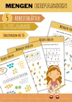 Vorschau - Arbeitsblätter - Mengen erfassen Zahlenraum 10, 1. Klasse, 5 Arbeitsblätter - Deckblatt