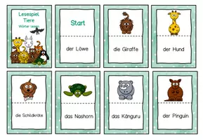 Vorschau - Spiele - Lesespiel Tiere - Wörter lesen - Seite 1