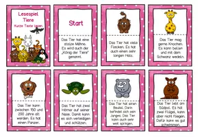 Vorschau - Spiele - Lesespiel Tiere - Kurze Texte lesen - Seite 1