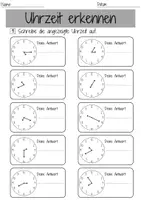 Vorschau - Arbeitsblätter - Uhrzeit 1 Klasse Mathematik Die Uhr 2 Klasse - Seite 3