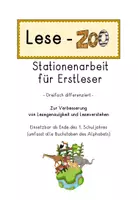 Vorschau - Arbeitsblätter - Lese-Zoo-Stationenarbeit - für Erstleser (Ende 1.Schuljahr) - alle Buchstaben - Lesegenauigkeit & Leseverstehen - Deckblatt