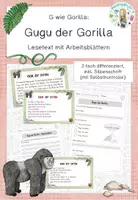 Vorschau - Arbeitsblätter - Gugu der Gorilla Eduki - Deckblatt