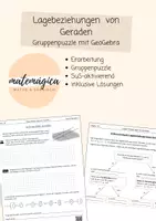 Vorschau - Stundenentwürfe - Gegenseitige Lage von Geraden - GeoGebra Gruppenpuzzle - Deckblatt