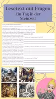 Vorschau - Arbeitsblätter - Lesetext mit Verständnisfragen - Tagesablauf bei den Steinzeitmenschen - Deckblatt