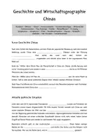 Vorschau - Arbeitsblätter - Geschichte und Geografie Chinas - Lückentext - Deckblatt