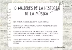 Vista previa - Tarjetas / Manipulativos - 10 MUJERES DE LA HISTORIA DE LA MÚSICA - Portada