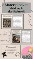 Vorschau - Stationenlernen - Wissenskartei - Kleidung in der Steinzeit - Deckblatt