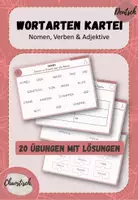 Vorschau - Stationenlernen - Wortarten Kartei - Übungskartei (Nomen, Verb, Adjektiv) - Deckblatt