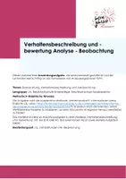 Vorschau - Arbeitsblätter - Verhaltensbeschreibung und -bewertung Analyse - Deckblatt