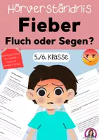Vorschau - Arbeitsblätter - Klassenarbeit Hörverstehen Deutsch -Fieber, Fluch oder Segen? - Deckblatt