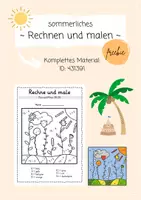 Vorschau - Arbeitsblätter - FREEBIE Sommerliches Rechnen und Malen - 1. Klasse - Deckblatt
