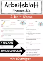 Vorschau - Arbeitsblätter - Frauenrechte Arbeitsblatt 3. Klasse 4.Klasse AB mit Loesungen - Deckblatt
