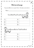 Vorschau - Arbeitsblätter - Wörterschlangen mit Nomen - Vier Schwierigkeitsstufen - Seite 2