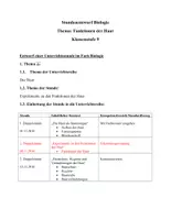 Vorschau - Stundenentwürfe - Stundenentwurf zu den Funktionen der Haut (Experimente zur Haut) - Deckblatt
