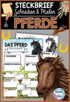 Vorschau - Arbeitsblätter - Pferd Steckbrief | Haustiere - Säugetiere Projekt - Deckblatt