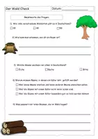 Vorschau - Arbeitsblätter - Quiz zum Wald-Check (Reportage) - mit Lösung - Deckblatt