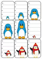Aperçu - Cartes d'exercices - Bataille de taille de pingouins - 1 à 5 - Page de couverture