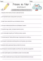 Vorschau - Arbeitsblätter - Zeitformen Klasse 2 Präsens Futur 1 DaZ Arbeitsblatt Kultur - Seite 1