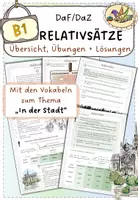 Vorschau - Arbeitsblätter - Relativsätze + Vokabeln zum Thema „In der Stadt“ - Deckblatt