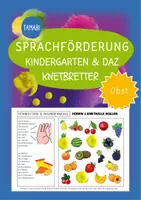 Vorschau - Spiele - Sprachförderung Kindergarten & DAZ - KNETBRETTER "Obst" | Daz Sprachförderung Vorschule Sprachförderung Kita - Deckblatt