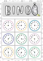 Vorschau - Spiele - Uhrzeit Bingo (15 Bingo Karten - Viertelstunden) ⏰🃏 - Deckblatt