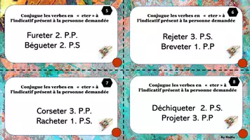 Aperçu - Apprentissages en autonomie - conjugaison cartes à tâches verbes en eter - Page 2