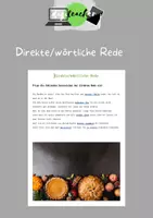 Vorschau - Arbeitsblätter - Direkte/wörtliche Rede - Themeneinführung und Arbeitsblätter - Deckblatt