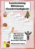 Vorschau - Arbeitsblätter - Blitzlesen Lesetraining Leseförderung Lesegeschwindigkeit - Deckblatt