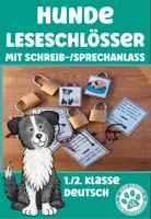 Vorschau - Stationenlernen - Hunde Leseschlösser Deutsch 1.Klasse, 2. Klasse mit Schreibanlass - Deckblatt