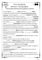 Vista previa - Hojas de trabajo - Textos Cloze - Fill in the Blanks Women´s Voting Rights - página 1