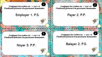 Aperçu - Apprentissages en autonomie - cartes à tâches indicatif présent des verbes en yer - Page 1