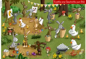 Vorschau - Arbeitsblätter - Wimmelbild Osterhasen | Differenzierte Aufgaben Klasse 1-3 | Ostern Grundschule - Seite 2