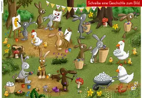 Vorschau - Arbeitsblätter - Wimmelbild Osterhasen | Differenzierte Aufgaben Klasse 1-3 | Ostern Grundschule - Seite 3