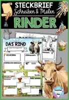 Vorschau - Mal- und Bastelvorlagen - Rind Steckbrief | Nutztiere - Säugetiere Projekt - Deckblatt
