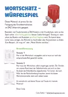 Vorschau - Arbeitsblätter - Bastelvorlagen Deutsch DAZ Wortschatz Materialpaket Würfelspiel - Seite 2