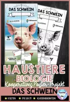 Vorschau - Stationenlernen - Schwein - Poster-Projekt | Nutztiere - Säugetiere | Kooperative Klassendekoration - Deckblatt