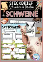 Vorschau - Arbeitsblätter - Das Schwein Steckbrief | Nutztiere - Säugetiere Projekt - Deckblatt