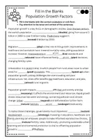 anteprima - Esercizi - Testo cloze - Fill in the Blanks - Population Growth Factors - Pagina 1