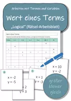Vorschau - Arbeitsblätter - Wert eines Terms - Logical (Rätsel-Arbeitsblatt) - Deckblatt