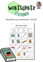 Vorschau - Spiele - Wortschatz "Schule": Wörterliste - Deckblatt