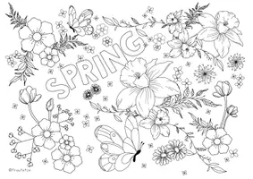 Vorschau - Mal- und Bastelvorlagen - Frühling Ausmalbild in verschiedenen Sprachen - Seite 2