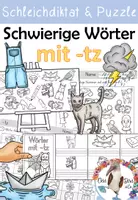 Vorschau - Arbeitsblätter - Wörter mit tz / z Arbeitsblätter für Deutsch inklusive Minilesespur und Schleichdiktat - Deckblatt