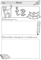 Vorschau - Unterrichtsreihen - Wörter mit tz / z - GRUNDSCHRIFT - Arbeitsblätter für Deutsch inklusive Minilesespur, Schleichdiktat und Puzzle - Seite 1