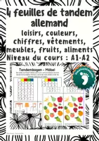 Aperçu - Jeux - Allemand - 4 feuilles de tandem - loisirs, couleurs, chiffres, vêtements, meubles, fruits, aliments - Page de couverture